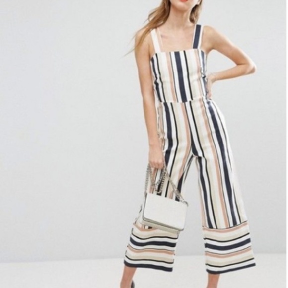 cream striped jumpsuit